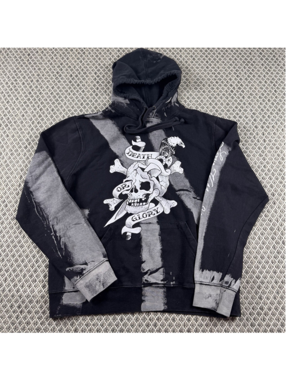 Ed Hardy Death Or Glory Hoodie Medium Black Distressed By Appointment Only